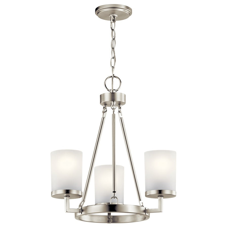 Kichler Daimlen 18in 3-Light Chandelier | Transitional Brushed Nickel Steel | Dining Room & Kitchen | 18 x 19 in | Model 44039NI