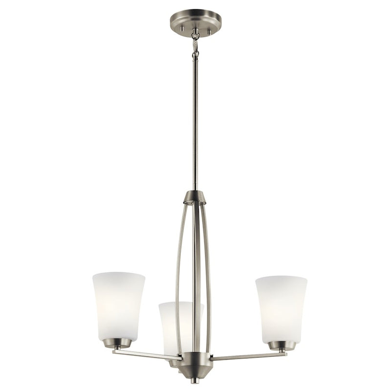 Kichler Tao 22in 3-Light Chandelier | Brushed Nickel Steel | Dining Room & Living Room | 22 x 22 x 19 in | Model 44050NI