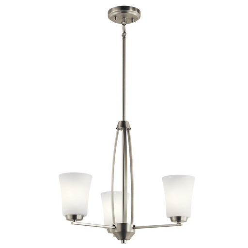 Kichler Tao 22in 3-Light Chandelier | Brushed Nickel Steel | Dining Room & Living Room | 22 x 22 x 19 in | Model 44050NI