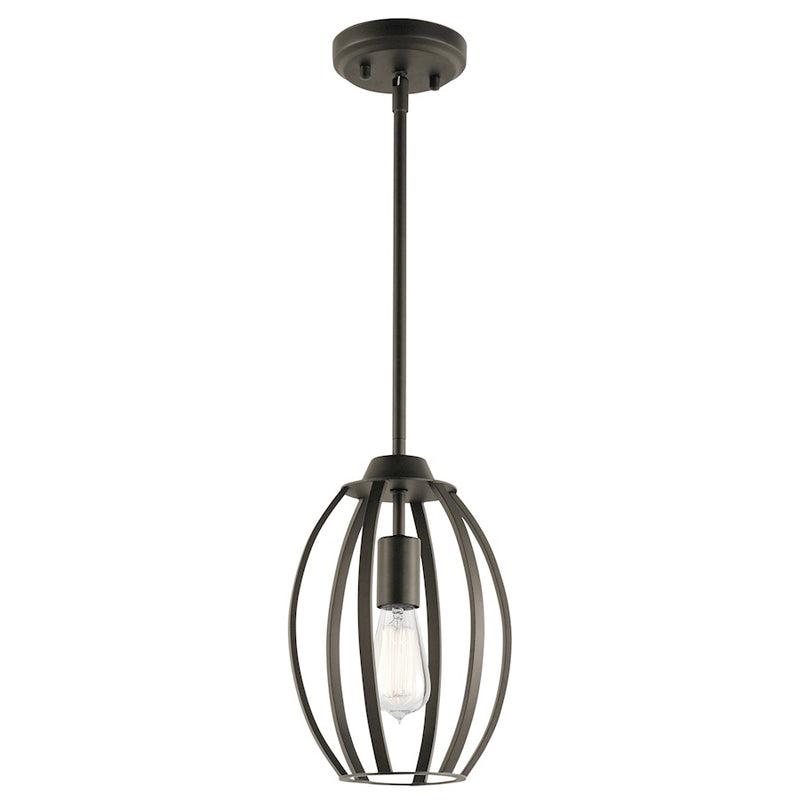 Kichler Tao 1-Light Pendant | Transitional Olde Bronze Finish | Kitchen Island & Dining Room | 8 x 8 x 12 in | Model 44054OZ