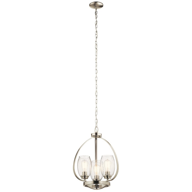 Kichler Tuscany 24in 5-Light Chandelier | Brushed Nickel Steel and Clear Seeded Glass | Kitchen & Dining Room | 22 x 22 x 24 in | Model 44060NI