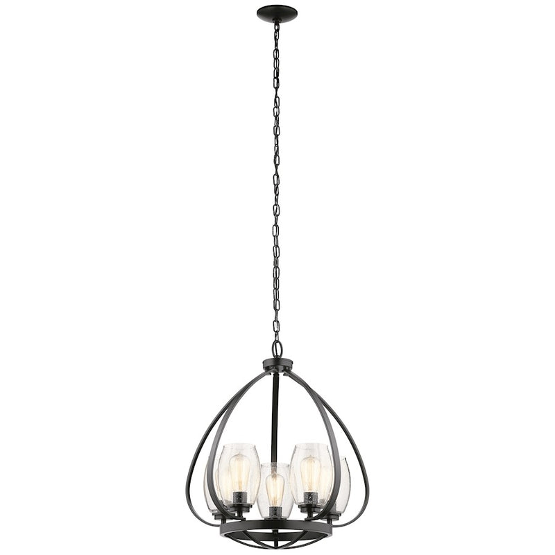 Kichler Tuscany 24in 5-Light Chandelier | Brushed Nickel Steel and Clear Seeded Glass | Kitchen & Dining Room | 22 x 22 x 24 in | Model 44060NI