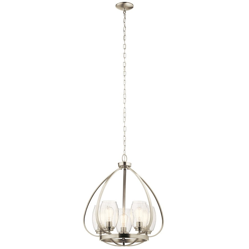 Kichler Tuscany 24in 5-Light Chandelier | Brushed Nickel Steel and Clear Seeded Glass | Kitchen & Dining Room | 22 x 22 x 24 in | Model 44060NI