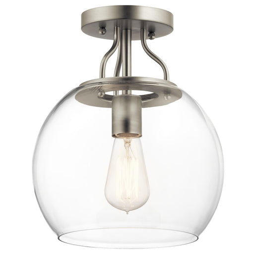 Kichler Harmony 10in 1-Light Semi Flush Mount | Transitional Brushed Nickel | Hallway & Bedroom | 10 x 10 x 12 in | Model 44066NI