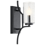Kichler Vara 8in 1-Light Wall Sconce | Arts & Crafts Distressed Black | Hallway & Living Room | 8 x 14 in | Model 44070DBK