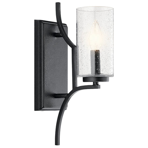 Kichler Vara 8in 1-Light Wall Sconce | Arts & Crafts Distressed Black | Hallway & Living Room | 8 x 14 in | Model 44070DBK