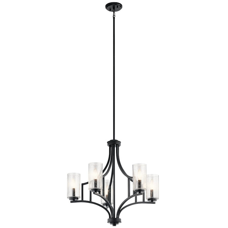 Kichler Vara 25in 5-Light Chandelier | Arts & Crafts Distressed Black | Dining Room & Living Room | 25.25 x 25.25 x 23.75 in | Model 44072DBK