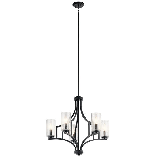 Kichler Vara 25in 5-Light Chandelier | Arts & Crafts Distressed Black | Dining Room & Living Room | 25.25 x 25.25 x 23.75 in | Model 44072DBK