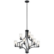 Kichler Vara 26in 9-Light Chandelier | Arts & Crafts Distressed Black | Dining Room & Great Room | 26 x 26 x 30 in | Model 44073DBK