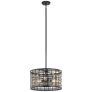 Kichler Aldergate 18in 3-Light Semi-Flush Mount | Rustic Black Steel | Entryway & Hallway | 18 x 18 x 11.5 in | Model 44075BK