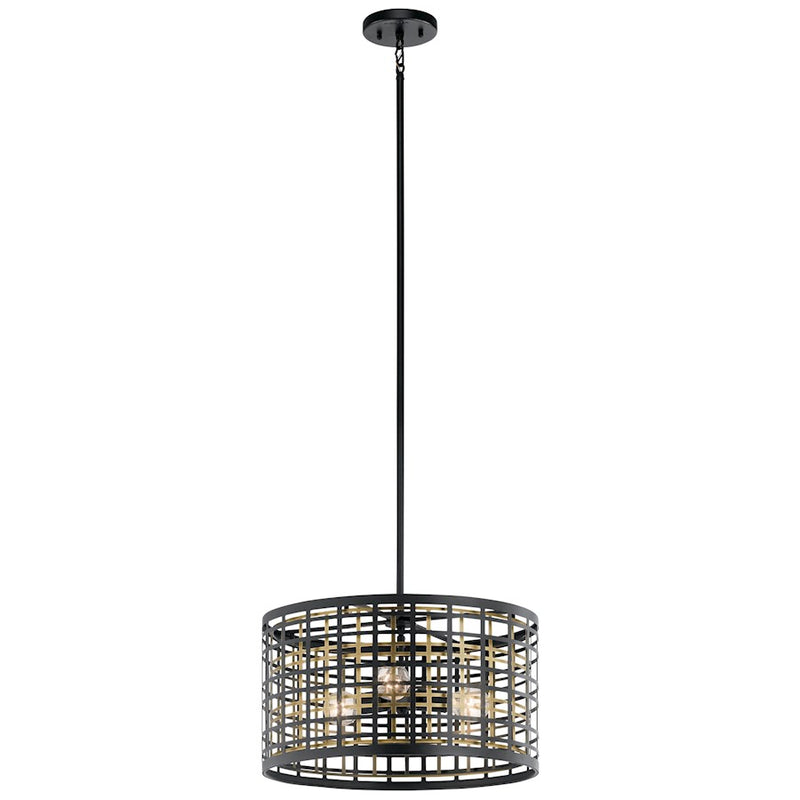 Kichler Aldergate 18in 3-Light Semi-Flush Mount | Rustic Black Steel | Entryway & Hallway | 18 x 18 x 11.5 in | Model 44075BK