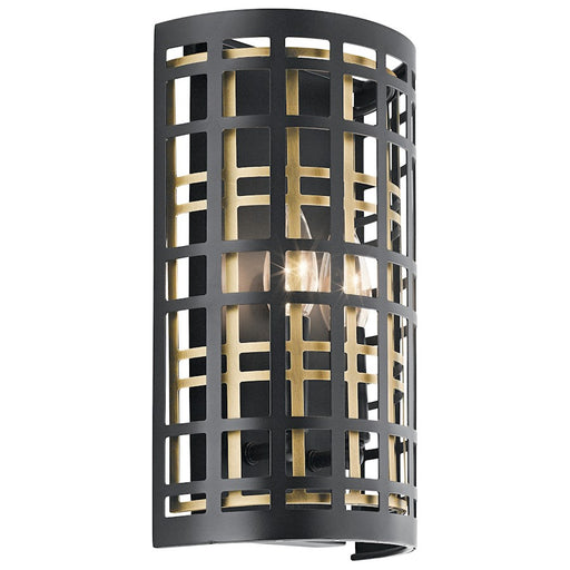 Kichler Aldergate 2-Light Wall Sconce | Rustic Black Steel | Hallway & Living Room Accent | 7.5 x 3.75 x 12 in | Model 44079BK