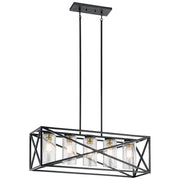 Kichler Moorgate 36in 5-Light Linear Chandelier | Rustic Black Finish | Dining Room & Kitchen Island | 36 x 12 x 12.75 in | Model 44081BK
