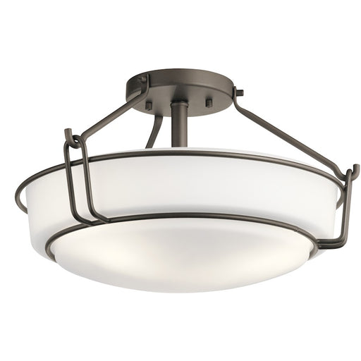 Kichler Alkire 16in 3-Light Semi-Flush Mount | Transitional Olde Bronze | Hallway & Bedroom | 16 x 16 x 9 in | Model 44085OZ