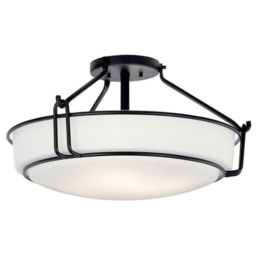 Kichler Alkire Semi Flush Mount, Black/Satin Etched White