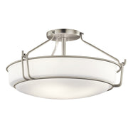 Kichler Alkire 22in 4-Light Semi Flush Mount | Transitional Brushed Nickel | Bedroom & Hallway Ceiling Light | 22 x 22 x 11 in | Model 44086NI