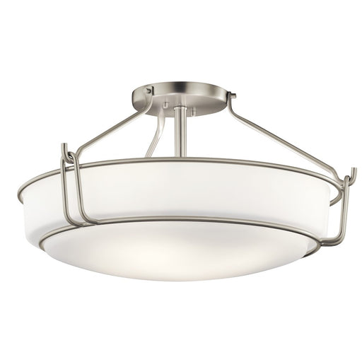 Kichler Alkire 22in 4-Light Semi Flush Mount | Transitional Brushed Nickel | Bedroom & Hallway Ceiling Light | 22 x 22 x 11 in | Model 44086NI