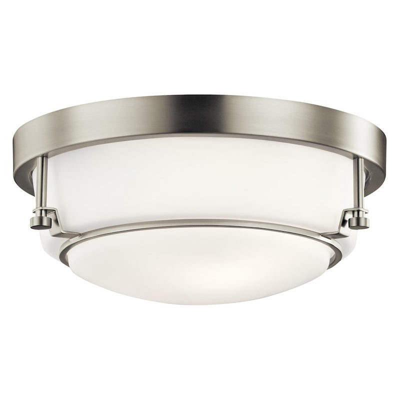 Kichler Belmont 12in 2-Light Flush Mount | Transitional Brushed Nickel | Hallway & Bedroom Ceiling Light | 12 x 12 x 5 in | Model 44088NI