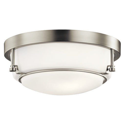Kichler Belmont 12in 2-Light Flush Mount | Transitional Brushed Nickel | Hallway & Bedroom Ceiling Light | 12 x 12 x 5 in | Model 44088NI
