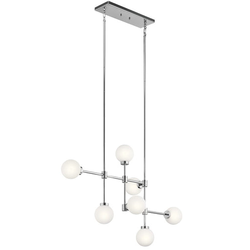 Kichler Aura Linear 7-Light Chandelier | Contemporary Chrome Finish | Dining Room & Kitchen Island | 37 x 12 x 28 in | Model 44094CH