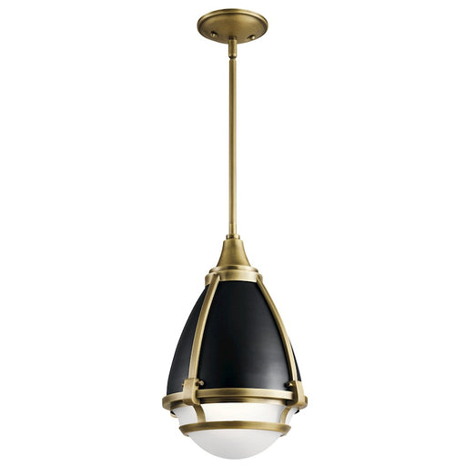 Kichler Ayra 10in 1-Light Pendant | Transitional Natural Brass | Kitchen Island & Dining Room | 10 x 10 x 16 in | Model 44098NBR