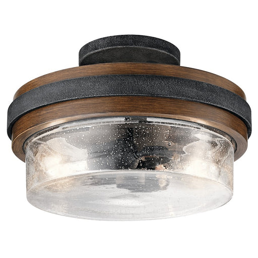 Kichler Grand Bank 2-Light Flush Mount | Auburn Stained Lodge Style | Hallway & Bedroom Ceiling Light | 12 x 12 x 7.25 in | Model 44100AUB
