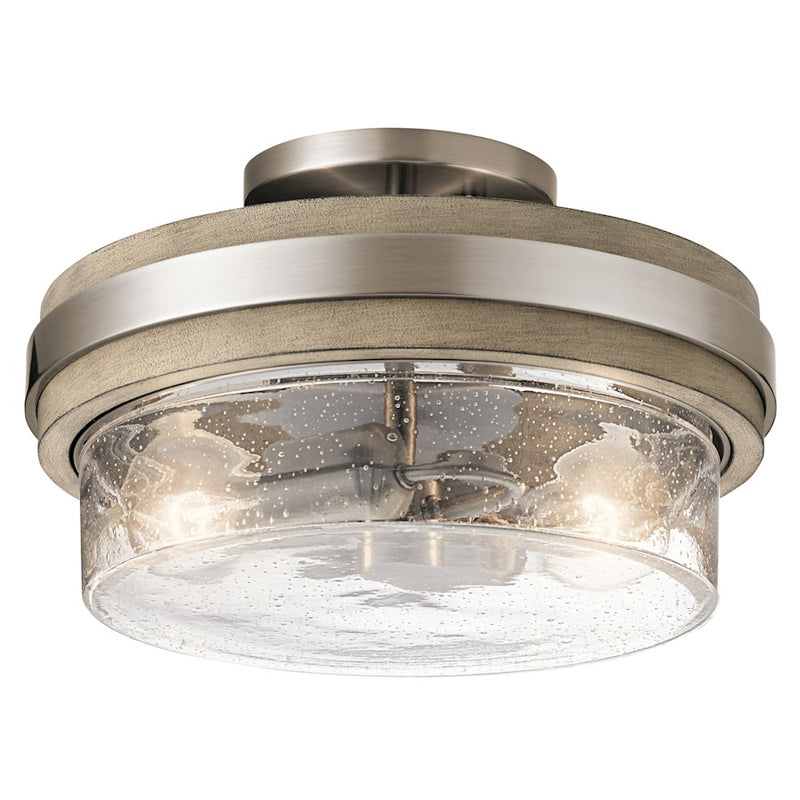 Kichler Grand Bank 12in 2-Light Semi Flush Mount | Lodge Country Rustic Classic Pewter | Hallway & Entryway | 12 x 12 x 7 in | Model 44100CLP