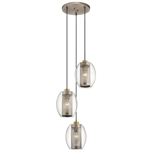 Kichler Asher 17in 3-Light Pendant | Transitional Antique Pewter | Kitchen Island & Dining Room | 17 x 17 x 12 in | Model 44103AP