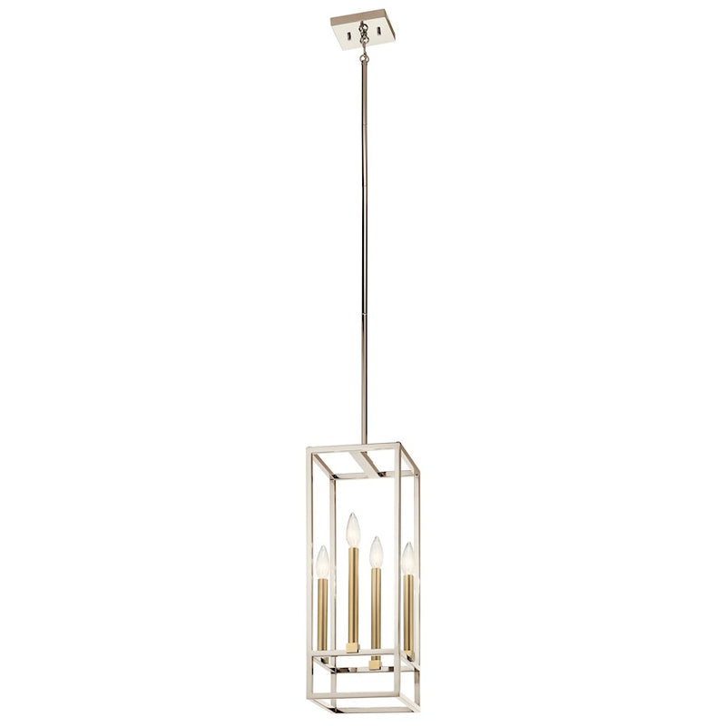 Kichler Finet 8.5in 4-Light Pendant | Polished Nickel and Classic Bronze Steel | Foyer & Entryway | 8.5 x 21.5 in | Model 44112PN