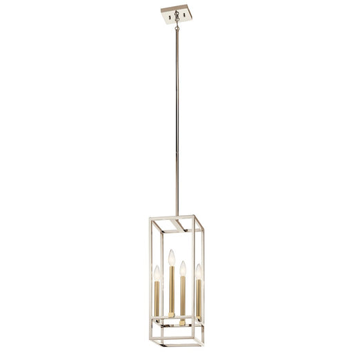 Kichler Finet 8.5in 4-Light Pendant | Polished Nickel and Classic Bronze Steel | Foyer & Entryway | 8.5 x 21.5 in | Model 44112PN