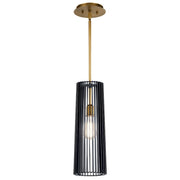 Kichler Linara 1-Light Pendant | Matte Black Steel Slatted Shade | Kitchen Island & Dining Room | 6 x 18 in | Model 44169BK