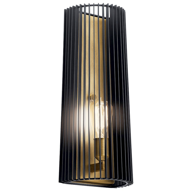 Kichler 1-Light Wall Sconce | Contemporary Black Steel | Hallway & Bathroom Accent | 7.25 x 7.25 x 17 in, Damp Rated | Model 44170BK
