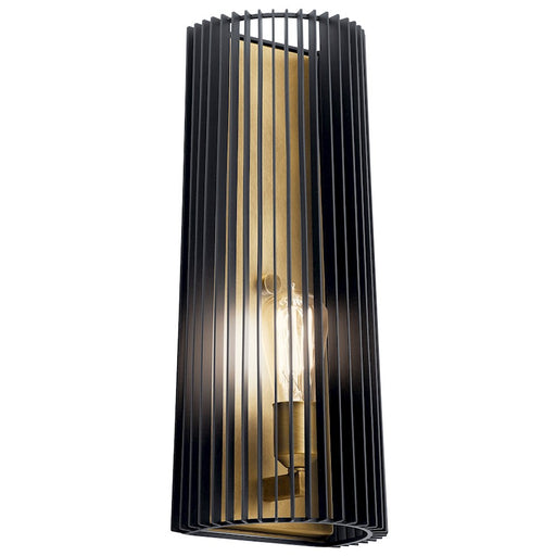Kichler 1-Light Wall Sconce | Contemporary Black Steel | Hallway & Bathroom Accent | 7.25 x 7.25 x 17 in, Damp Rated | Model 44170BK