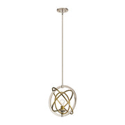 Kichler Ibis 15in 1-Light Pendant | Polished Nickel and Natural Brass Steel | Kitchen Island & Dining Room | 15 x 16.25 in | Model 44201PN