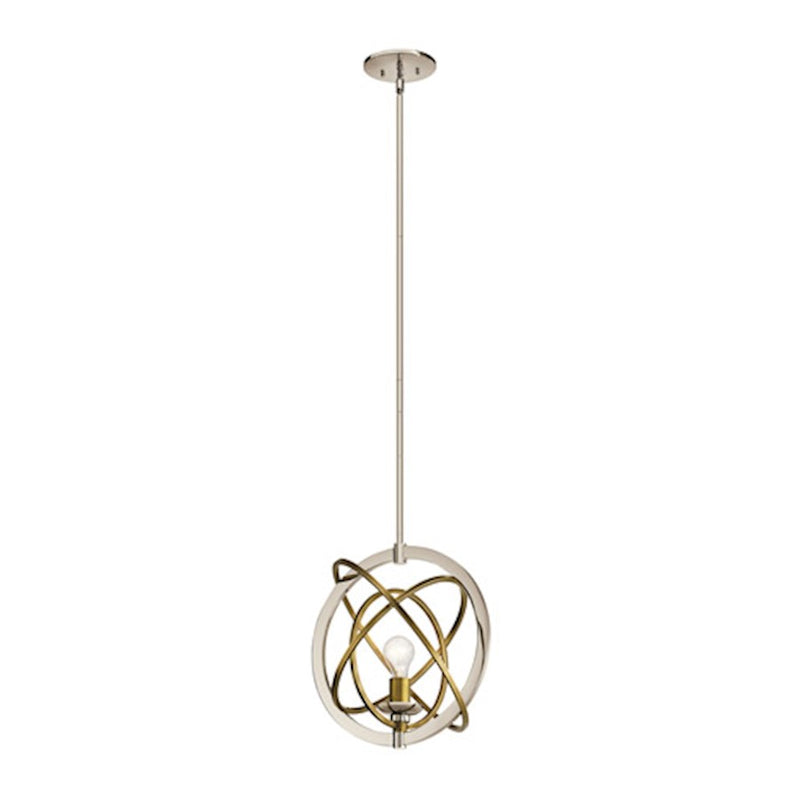 Kichler Ibis 15in 1-Light Pendant | Polished Nickel and Natural Brass Steel | Kitchen Island & Dining Room | 15 x 16.25 in | Model 44201PN