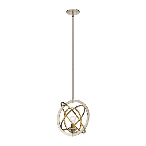 Kichler Ibis 15in 1-Light Pendant | Polished Nickel and Natural Brass Steel | Kitchen Island & Dining Room | 15 x 16.25 in | Model 44201PN