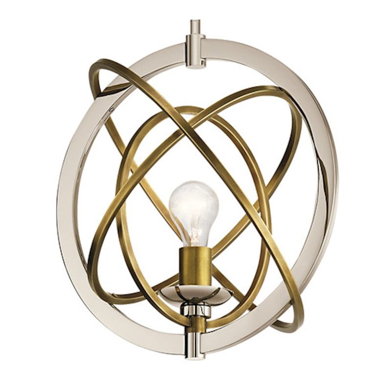 Kichler Ibis 15in 1-Light Pendant | Polished Nickel and Natural Brass Steel | Kitchen Island & Dining Room | 15 x 16.25 in | Model 44201PN