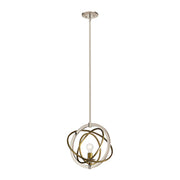 Kichler Ibis 15in 1-Light Pendant | Polished Nickel and Natural Brass Steel | Kitchen Island & Dining Room | 15 x 16.25 in | Model 44201PN