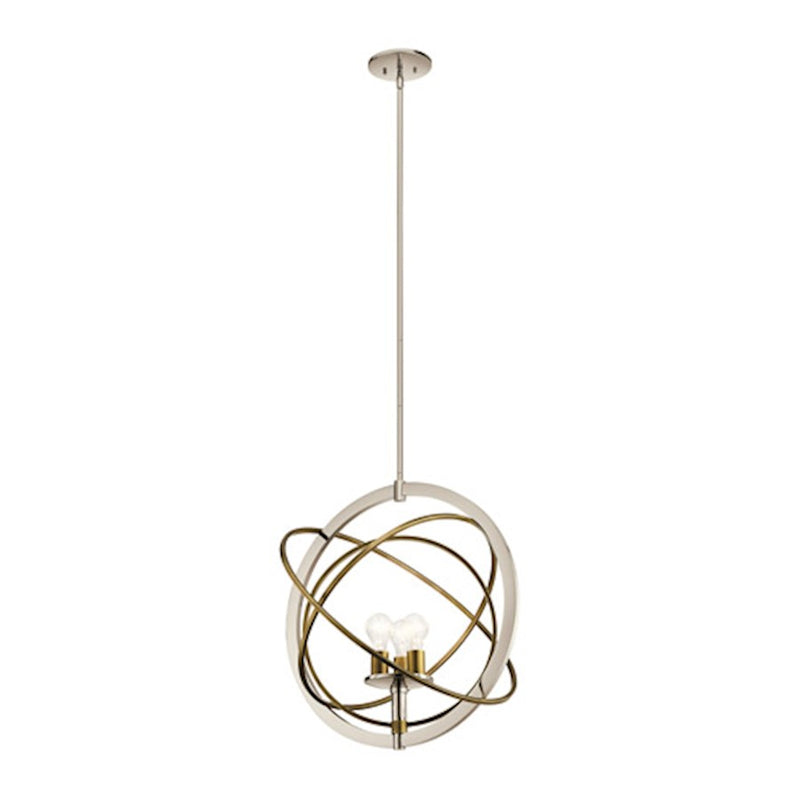 Kichler Ibis 22.5in 3-Light Pendant | Contemporary Polished Nickel and Natural Brass | Kitchen Island & Dining Room | 22.5 x 23.75 in | Model 44202PN