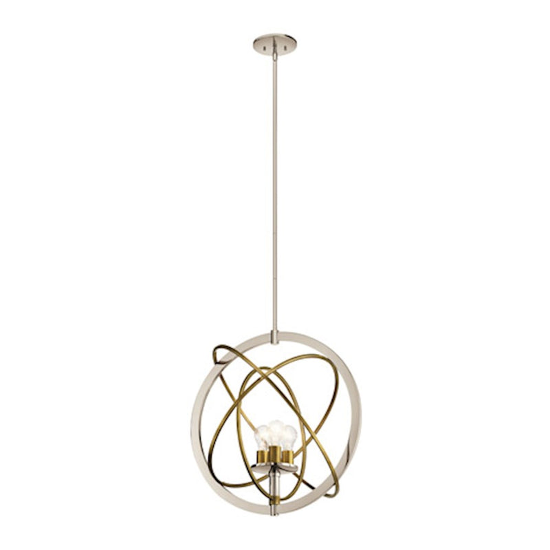 Kichler Ibis 22.5in 3-Light Pendant | Contemporary Polished Nickel and Natural Brass | Kitchen Island & Dining Room | 22.5 x 23.75 in | Model 44202PN