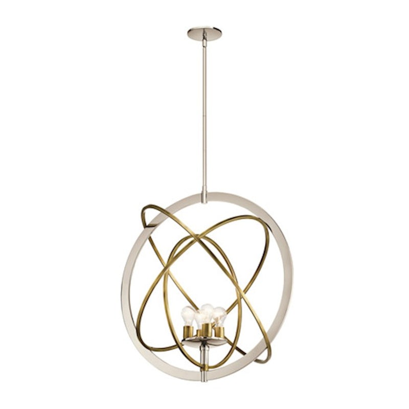 Kichler Ibis 30in 4-Light Pendant | Polished Nickel and Natural Brass Steel | Kitchen Island & Dining Room | 30 x 31 in | Model 44203PN