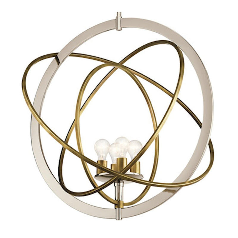 Kichler Ibis 30in 4-Light Pendant | Polished Nickel and Natural Brass Steel | Kitchen Island & Dining Room | 30 x 31 in | Model 44203PN