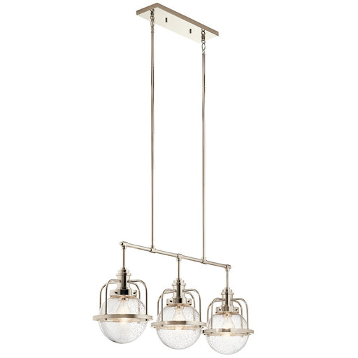 Kichler Triocent 36in 3-Light Linear Chandelier | Contemporary Polished Nickel | Dining Room & Kitchen Island | 36 x 9.5 x 17.25 in | Model 44205PN