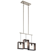 Kichler Industrial Frames 25in 3-Light Chandelier | Rustic Classic Pewter | Dining Room & Kitchen Island | 25 x 4.5 x 22.5 in | Model 44215CLP