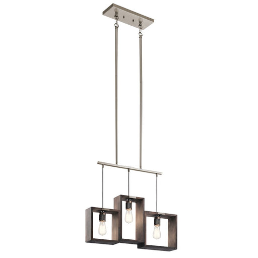 Kichler Industrial Frames 25in 3-Light Chandelier | Rustic Classic Pewter | Dining Room & Kitchen Island | 25 x 4.5 x 22.5 in | Model 44215CLP