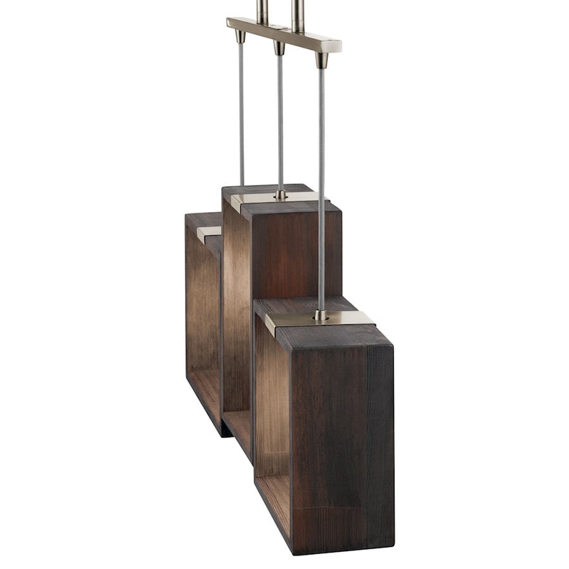Kichler Industrial Frames 25in 3-Light Chandelier | Rustic Classic Pewter | Dining Room & Kitchen Island | 25 x 4.5 x 22.5 in | Model 44215CLP