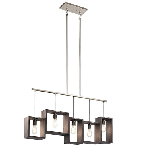 Kichler Industrial Frames 44in 5-Light Linear Chandelier | Rustic Classic Pewter | Kitchen Island & Dining Room | 44 x 44 x 23 in | Model 44216CLP