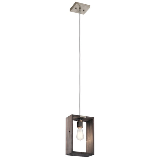 Kichler Industrial Frames 8in 1-Light Pendant | Rustic Classic Pewter Finish | Kitchen Island & Dining Room | 8 x 8 x 12 in | Model 44217CLP