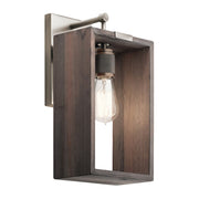 Kichler Industrial Frames 1-Light Wall Sconce | Classic Pewter and Reclaimed Wood | Hallway & Bedroom Accent | 8 x 14 in | Model 44218CLP