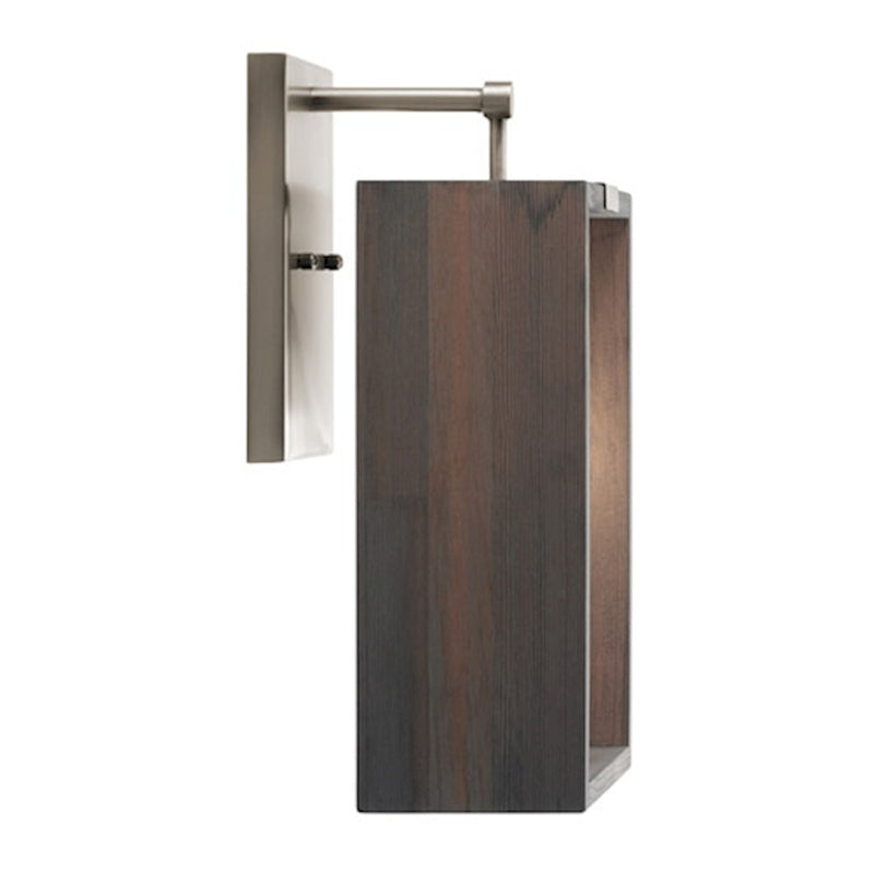 Kichler Industrial Frames 1-Light Wall Sconce | Classic Pewter and Reclaimed Wood | Hallway & Bedroom Accent | 8 x 14 in | Model 44218CLP